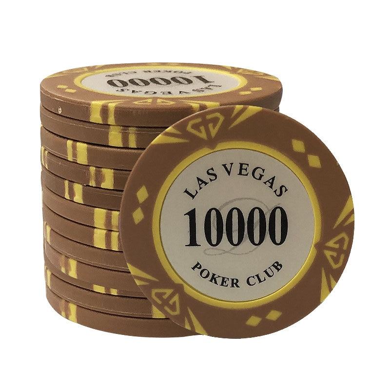 Le jeton de poker Las Vegas marron de valeur 10000.