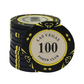 Le jeton de poker Las Vegas noir de valeur 100.