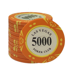 Le jeton de poker Las Vegas orange de valeur 5000.