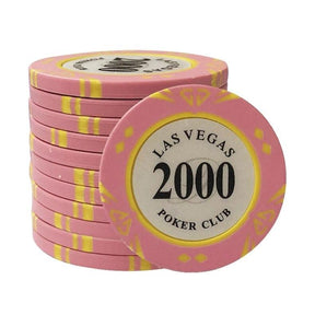 Le jeton de poker Las Vegas rose de valeur 2000.