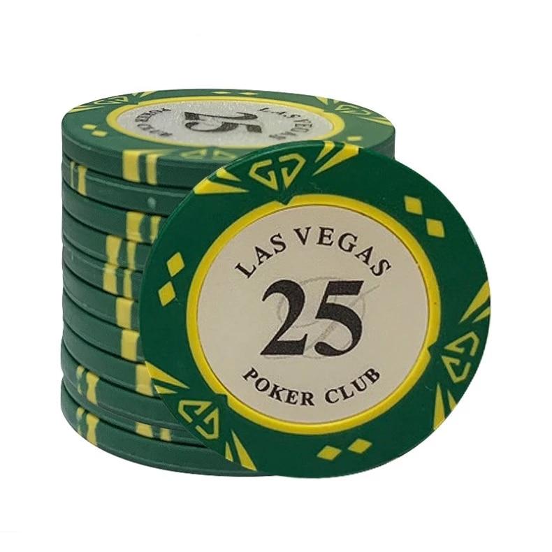Le jeton de poker Las Vegas vert de valeur 25.