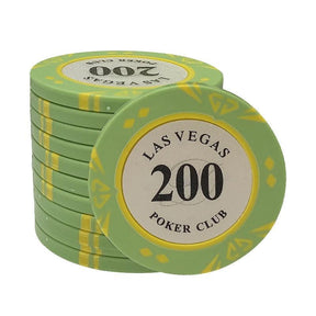 Le jeton de poker Las Vegas vert pale de valeur 200.