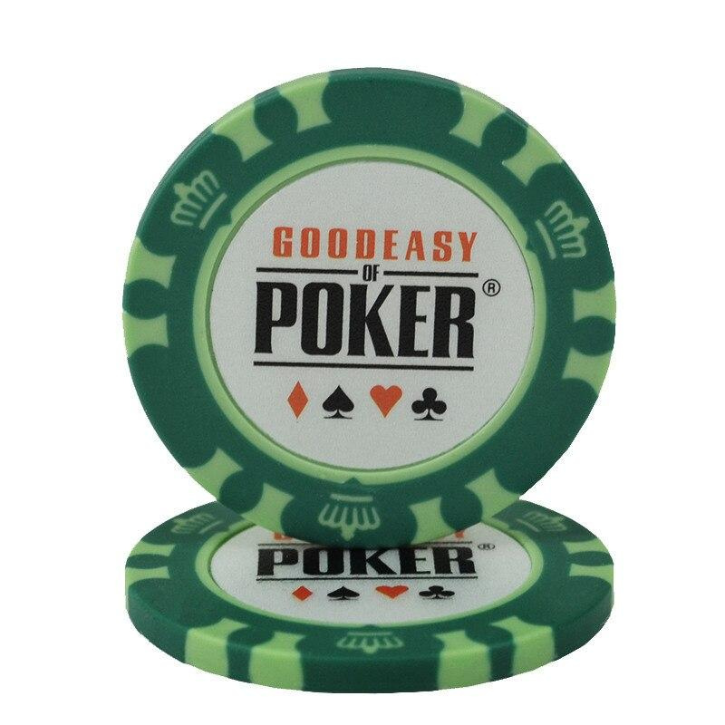 Le jeton de poker sans valeur avec le design WSOP vert.