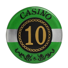 Le jeton de poker transparent vert de valeur 10.