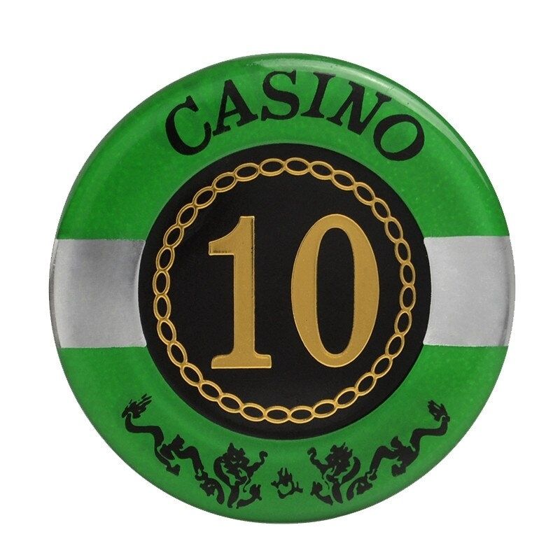 Le jeton de poker transparent vert de valeur 10.