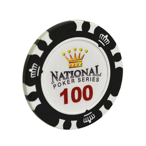 Le jeton de poker casino royal noir de valeur 100.