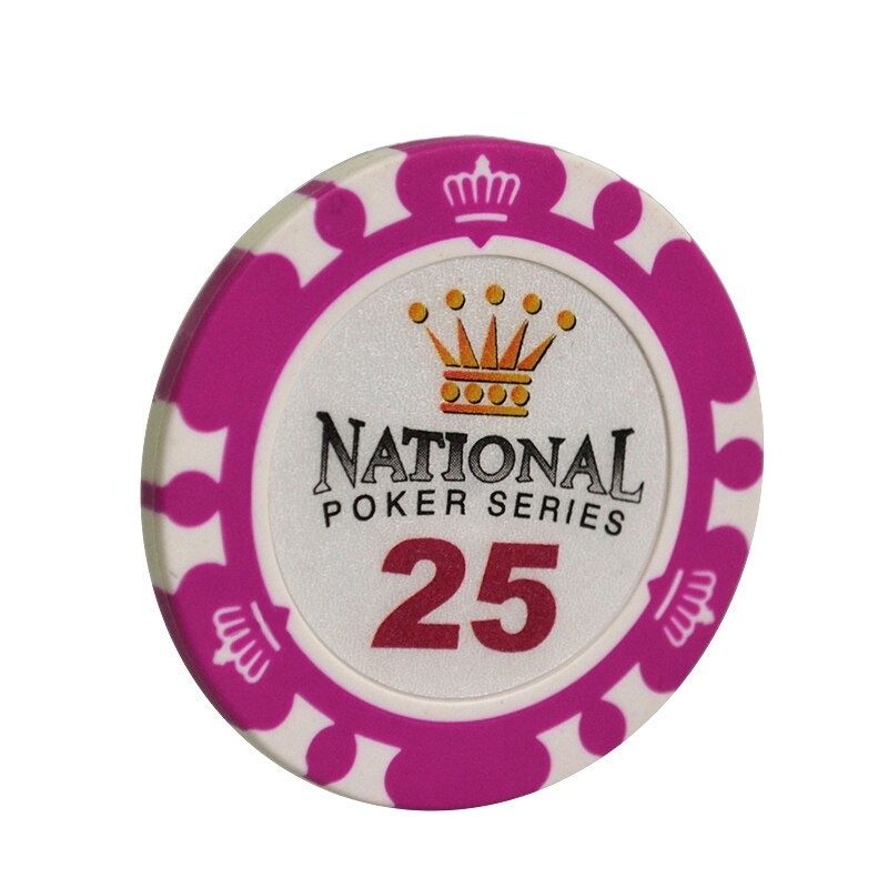 Le jeton de poker casino royal rose fushcia de valeur 25.