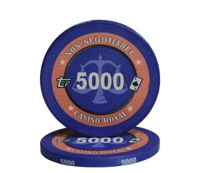 Jeton de poker céramique avec valeur 5000 et le signe astro balance.