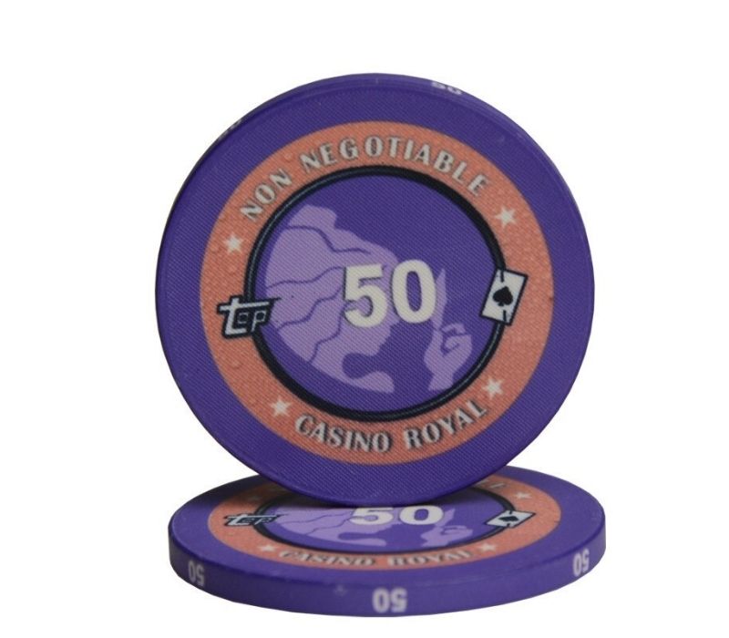 Jeton de poker céramique avec valeurs 50 et le signe astro vierge.