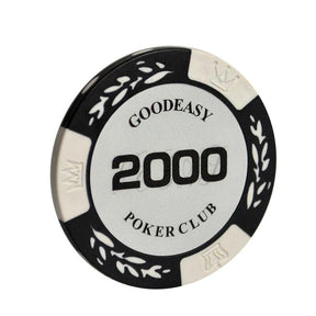 Le jeton de poker Texas Hold'em Party Club blanc de valeur 2000.