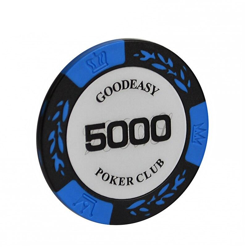 Le jeton de poker Texas Hold'em Party Club bleu rois de valeur 5000.