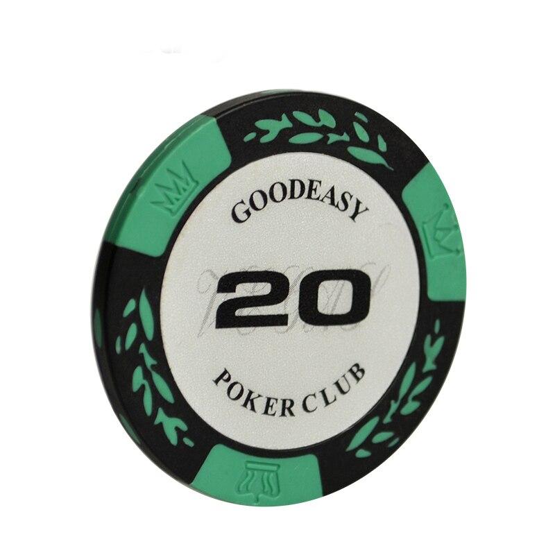 Le jeton de poker Texas Hold'em Party Club turquoise de valeur 20.