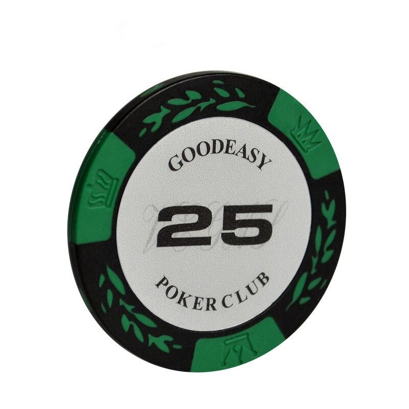 Le jeton de poker Texas Hold'em Party Club vert de valeur 25.