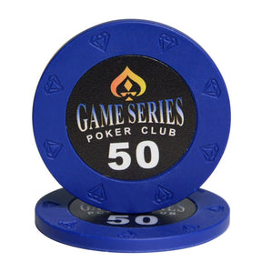Le jeton de poker en clay game series bleu.