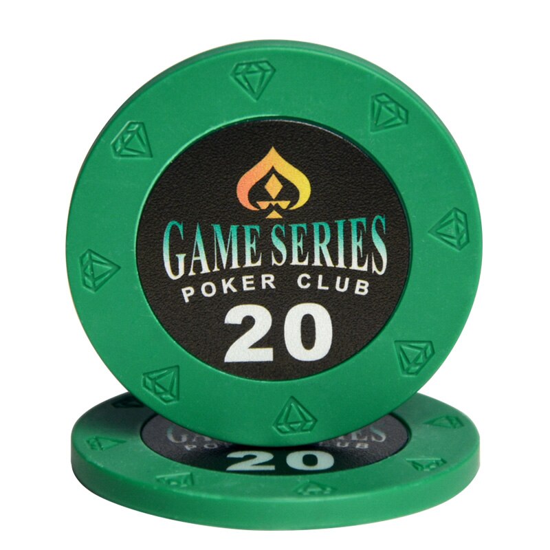 Le jeton de poker en clay game series vert.