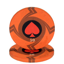 Jetons de poker ept en céramique orange.