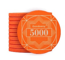 Jeton de poker céramique avec valeur 5000 orange.