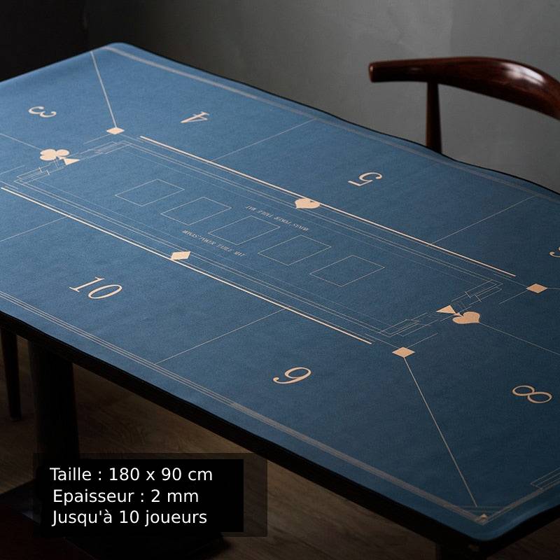 Tapis de poker professionnel 180 cm par 90 avec 2 mm d'épaisseur.